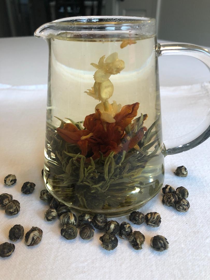 lily flower tea Jasmine Lily Tower Blooming Flower Green Tea 1 oz
